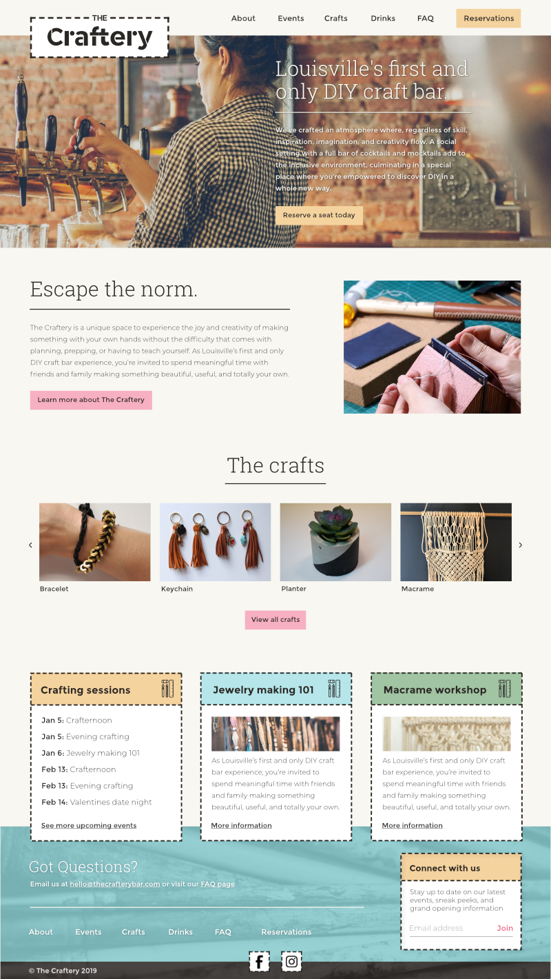 The Craftery website home page